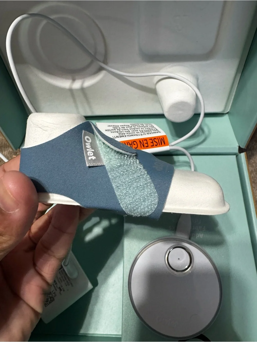 Owlet Smart Sock Wireless Charging Dock and Adapter - Blue